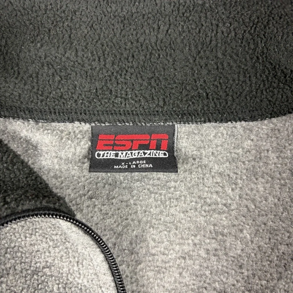 ESPN The Magazine Fleece Mens XL Gray 1/4 Zip Pullover Promo Vintage Y2K 90s